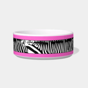Tigela Zebra Skin Personalizada Kitty Toalha Rosa Trim