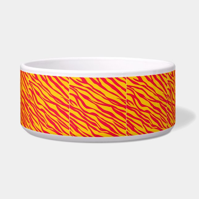 Tigela Zebra vermelha e laranja riscada (Frente)