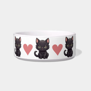 Tigelas Personalizadas com Gatos Pretos Fofos e Co