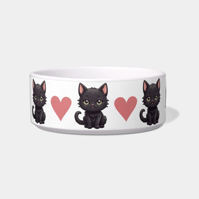 Tigelas Personalizadas com Gatos Pretos Fofos e Co (Esquerda)