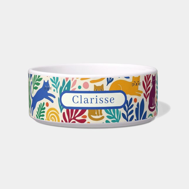 Tigelas Personalizadas de Gatos no Estilo Matisse (Frente)