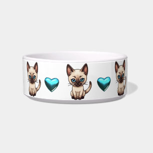 Tigelas Personalizadas de Gatos Siameses Fofos e C