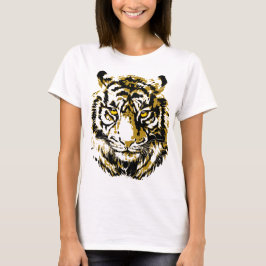 Tiger amarelo | Camisa T Colorida De Face De Tigre