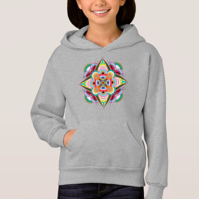 Tiger Dragon Mandala Kids Pullover Hoodie (Frente)
