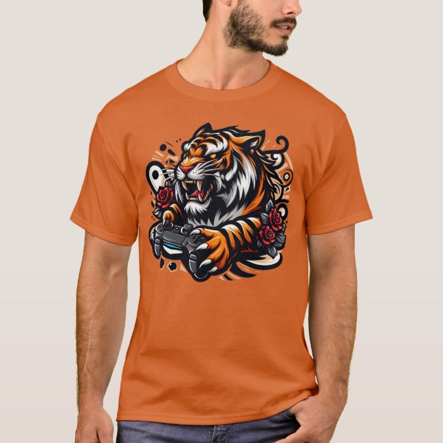 Tiger Gamer Orange T-Shirt for Men (Frente)