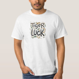 "Tiger Luck" Texto T-Shirt