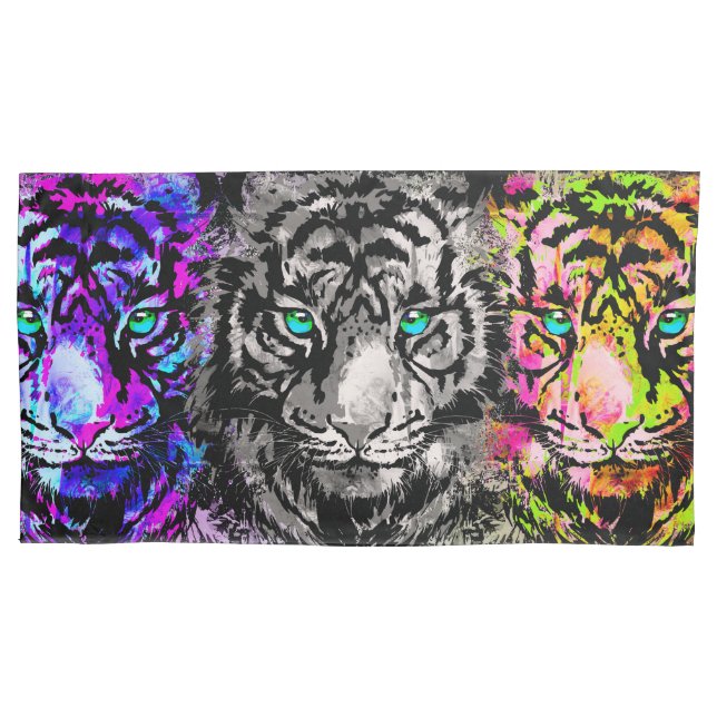 Tiger Pillowcase - 3 Cabeças de Tigre Legal (Frente)