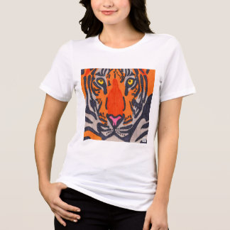 Tigre (branco) - Camisa Tri-Blend feminina