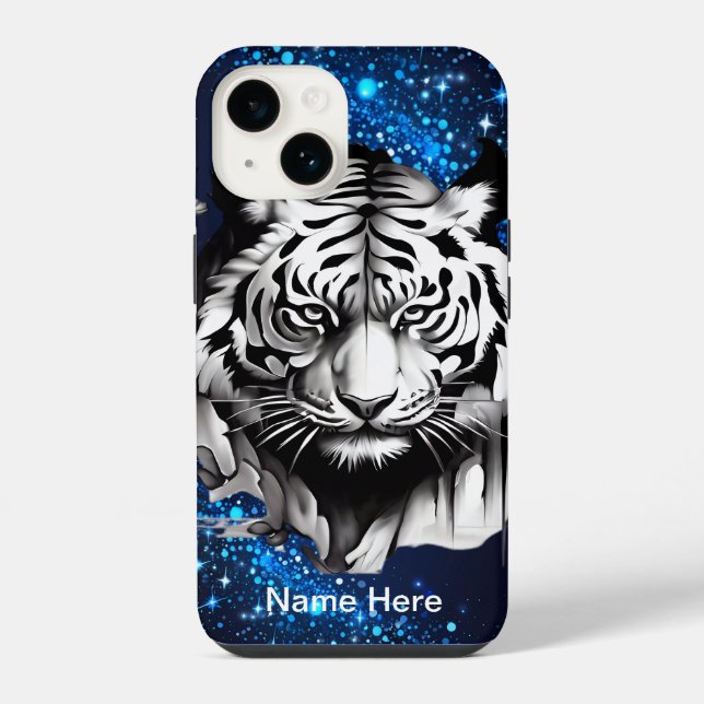 Tigre Branco com Lascas Azuis (Verso)