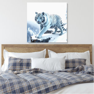 Tigre Branco Em Clipes De Neve Impressão De Tela E