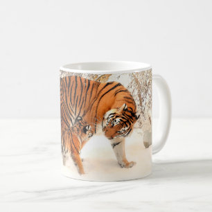 Tigre com Cubo Tigre na Caneca de Café de inverno