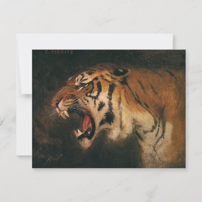 Tigre-de-bengala Vintage Gato Grande Rugindo, Anim (Frente)