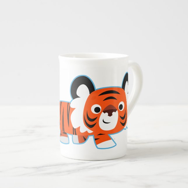 Tigre de cartoon bonitinho na caneca chinesa de os (Frente Esquerda)