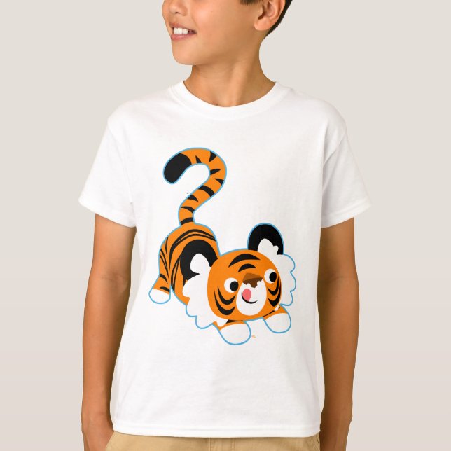Tigre De Cartoon Bonito Pronto Para Tocar Camiseta (Frente)