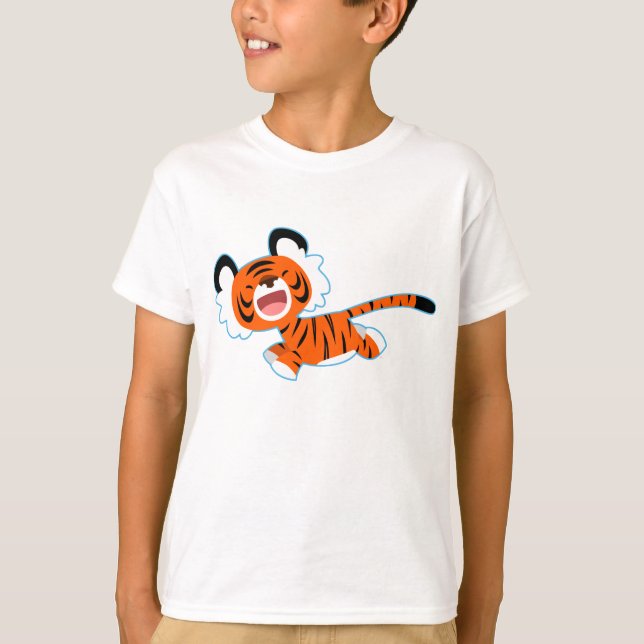 Tigre De Cartoon Gelado Na Camisa De T Das Mulhere (Frente)