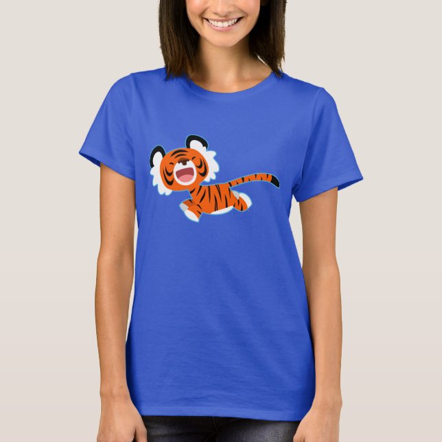 Tigre De Cartoon Gelado Na Camisa De T Das Mulhere (Frente)