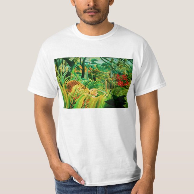 Tigre de Henri Rousseau em um t-shirt tropical da (Frente)