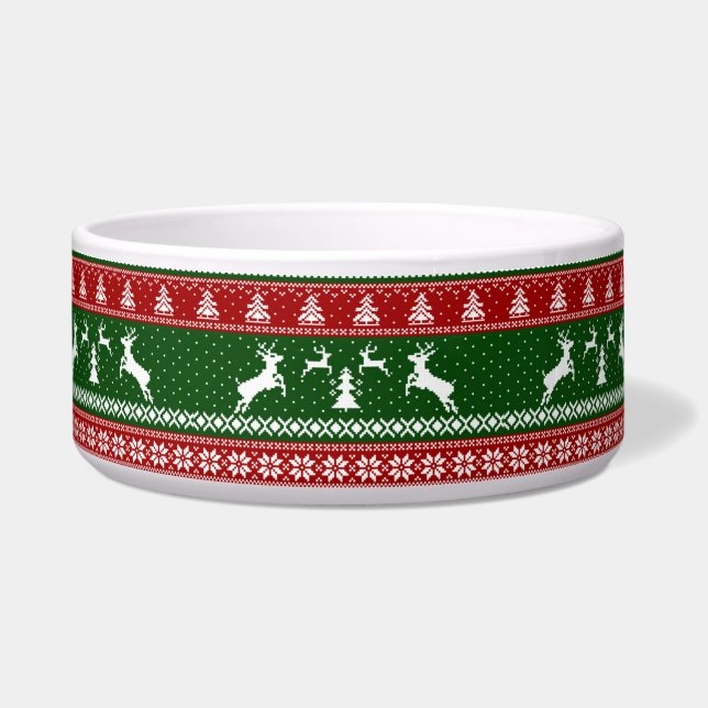 Tigre de Natal feio tigela de cerâmica para animai (Frente)