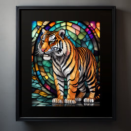 Tigre de vidro com coloração aquosa 4:5 Poster