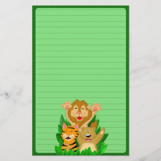 Tigre do leão e artigos de papelaria do urso