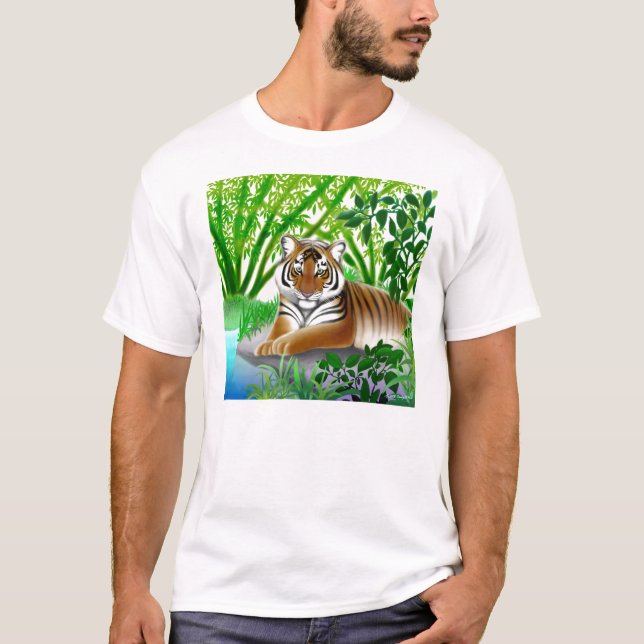 Tigre na camisa de bambu da floresta T (Frente)