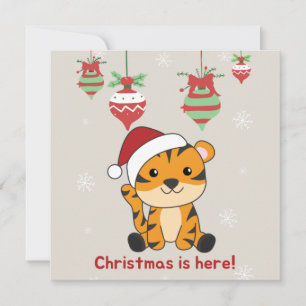 Tigre Natal Neve Animais de Inverno Convite Tigre