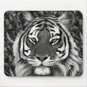 Tigre preto e branco Mousepad