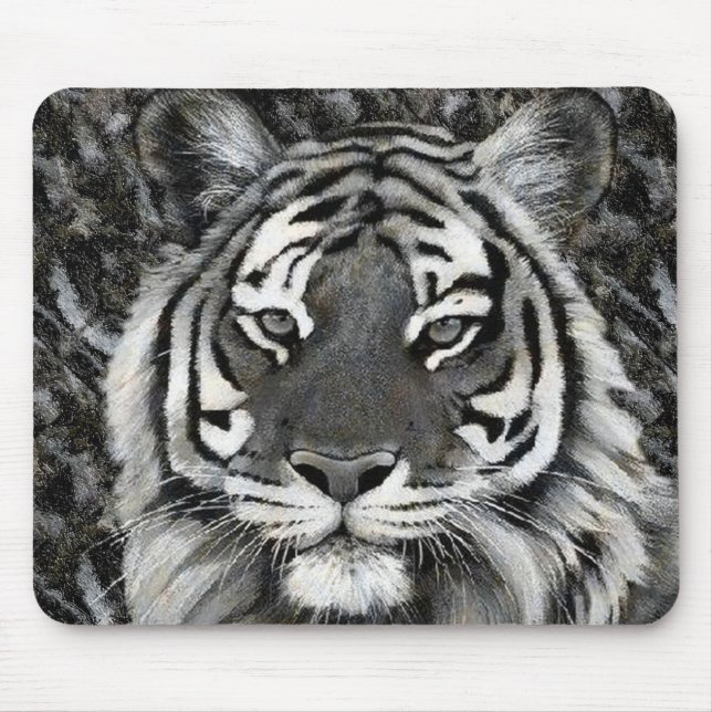 Tigre preto e branco Mousepad (Frente)