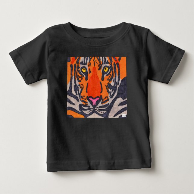 Tigre (preto) - T-shirt de bebé (Frente)