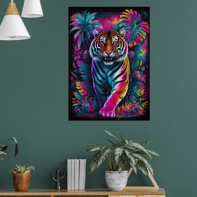 Tigre Psicodélico - Poster de Arte Selva Neon Vibr (Sala de Estar 1)
