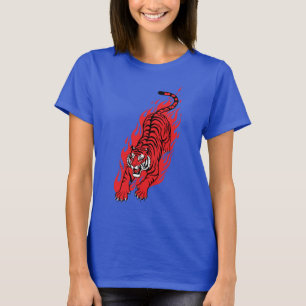 Tigre Vermelho Flamejante – Camiseta Feroz Fera de