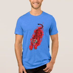 Tigre Vermelho Flamejante – Camiseta Feroz Fera de