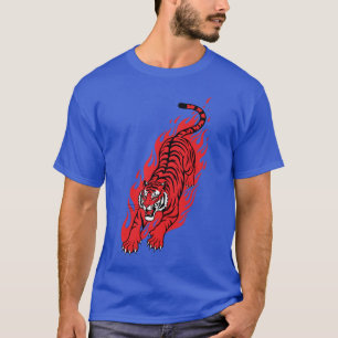 Tigre Vermelho Flamejante – Camiseta Feroz Fera de