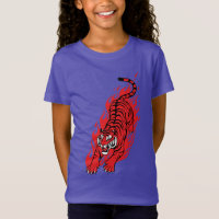 Tigre Vermelho Flamejante – Camiseta Feroz Fera de