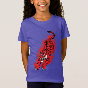 Tigre Vermelho Flamejante – Camiseta Feroz Fera de