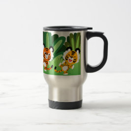 Tigres De Cartoon Gelados Dançando Em Caneca De Vi