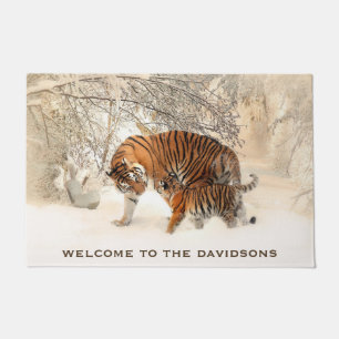 Tigres de inverno: tapetes de boas-vindas