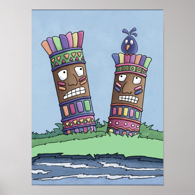 Tiki Bird Plum Poster (Frente)