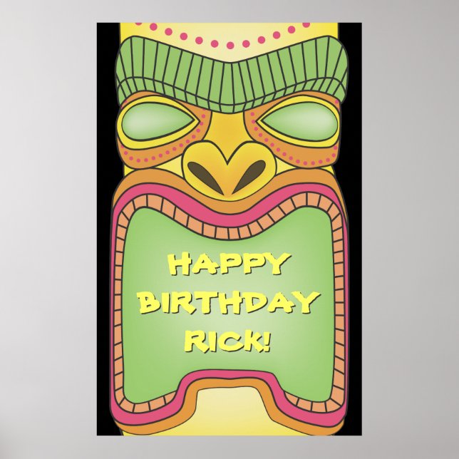 Tiki Luau Tema Birthday CHURRASCO Banner Poster (Frente)