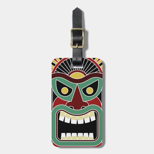 Tiki Totem — etiqueta de bagagem de texto personal (Frente Vertical)