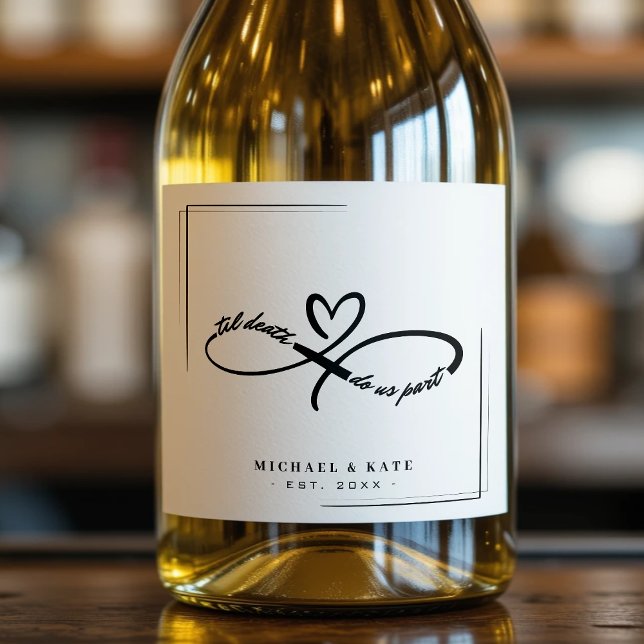 Til Death Do Us Part Infinity Símbolo Heart Weddin (Til Death Do Us Part Infinity Symbol Heart Wedding Sparkling Wine Label
)