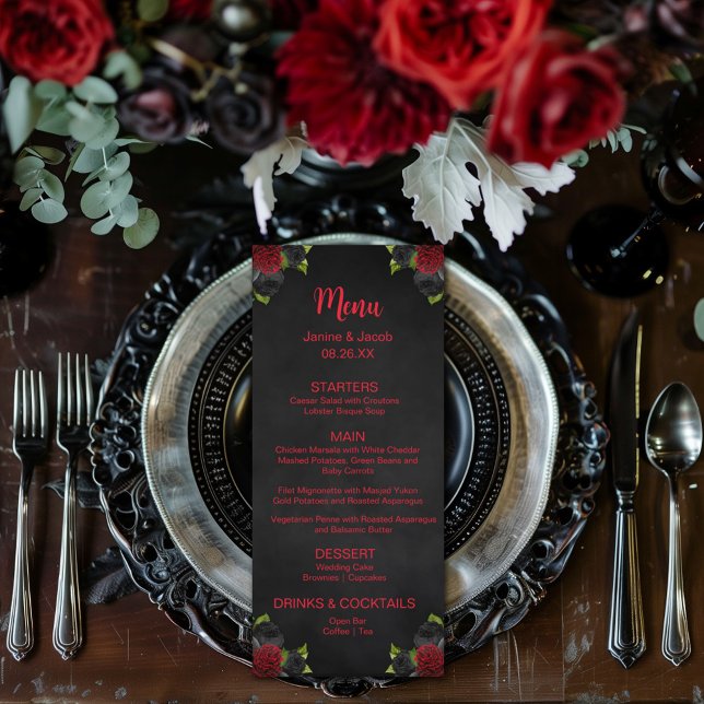 Til Death Nos Part Dark Gótico Moody Wedding Menu (Criador carregado)