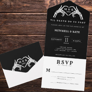 Til Death Nos Part Skeleton Heart Hand Wedding
