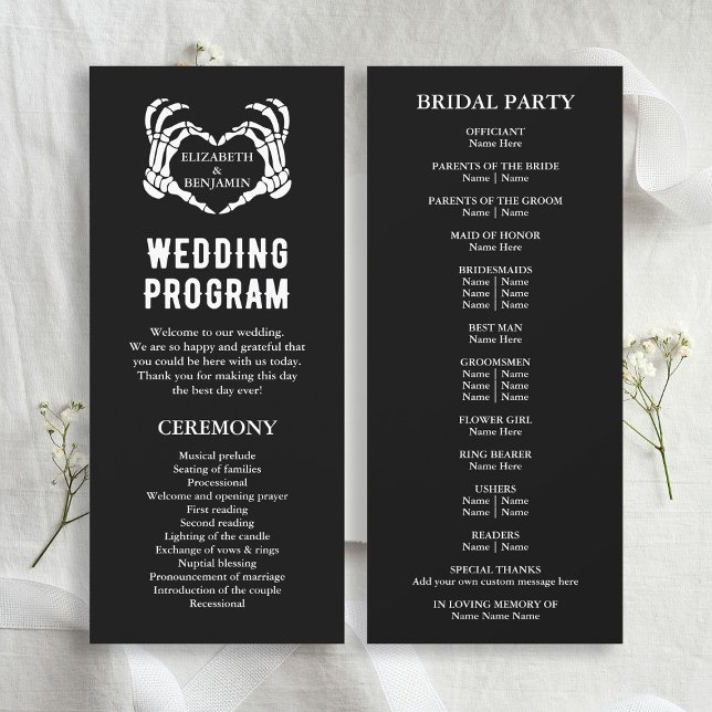 Til Death Skeleton Black Long Wedment Program (Til Death Skeleton Black Long Wedding Program
)