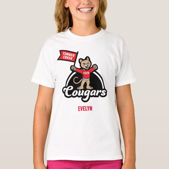 Timber Creek Elementar Cougar Mascot T-Shirt (Frente)