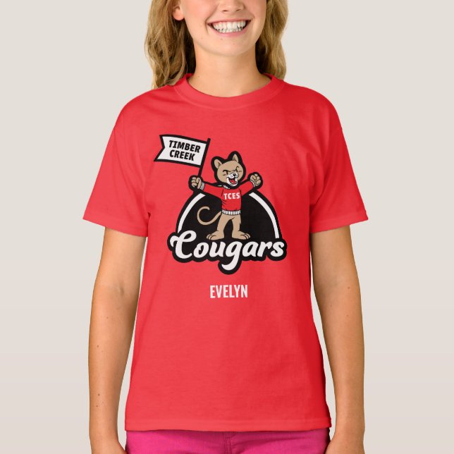 Timber Creek Elementar Cougar Mascot T-Shirt (Frente)