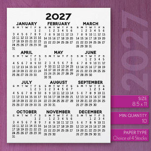 Timbrado Calendário em Papel Carta com Cabeçalho