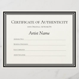 Timbrado Certificado de Autenticidade - Papel Carta