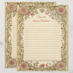 Timbrado Crie Seu Próprio Papel de Nota Decorativo Floral B