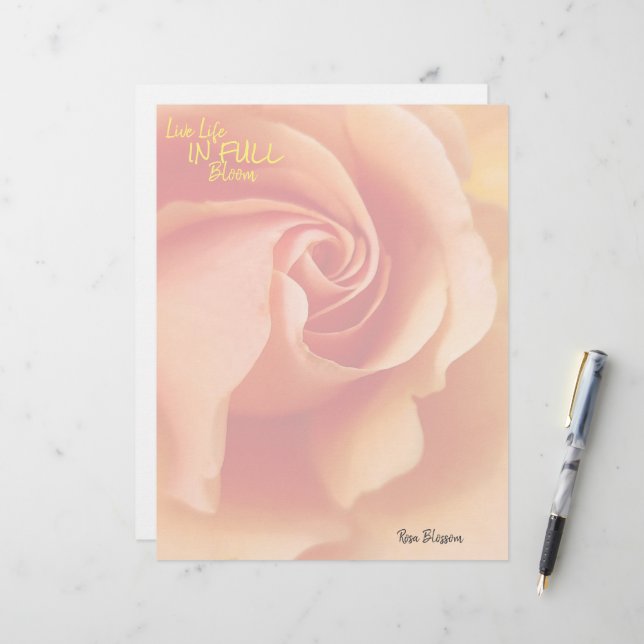 Timbrado Folha de rosa / Pêssego Apricot / Folhas de Papel (Frente/Verso In Situ)